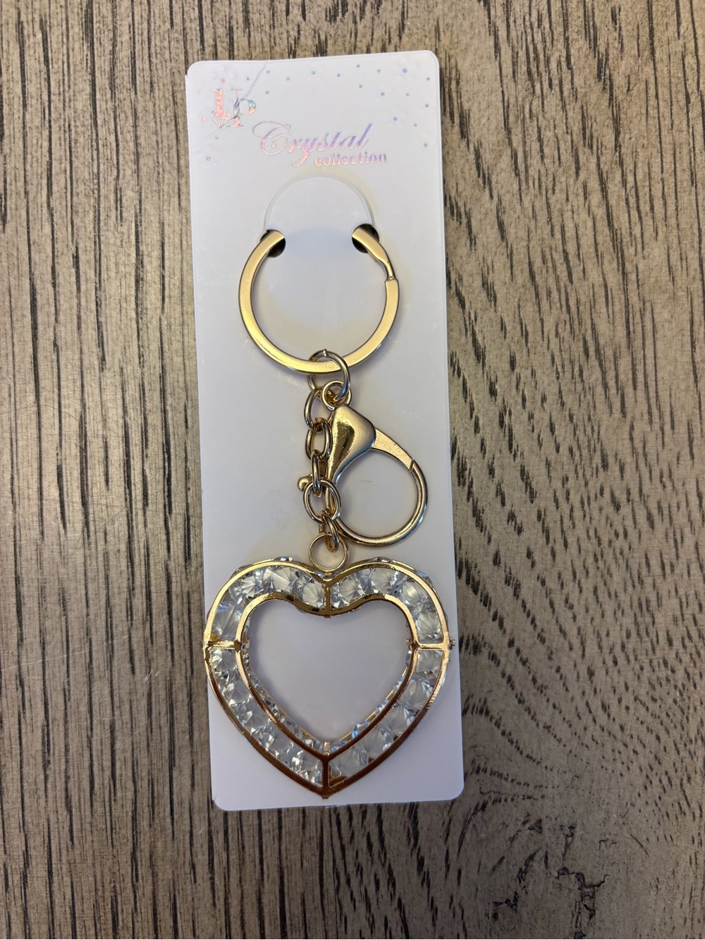 Gold Tone Rhinestone Open Heart Keychain Purse Charm NWT